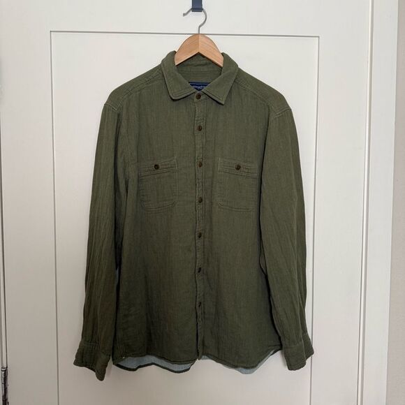 Vineyard Vines by Shep & lan Shirt Mens Sz L Olive Green Classic Fit Lined Outdo - Picture 1 of 11